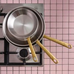 Pack Brigade - Set De 3 Poêles En Inox Avec Manches Dorés - Édition Limitée -Cheap Components Store pack brigade set de 3 poeles en inox avec manches dores edition limitee 962735